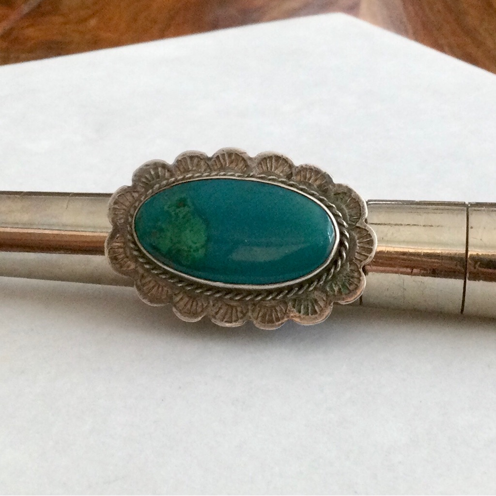 Vintage Native American Statement Ring - Sterling W Gel Chrysocolla - Size 5 749$